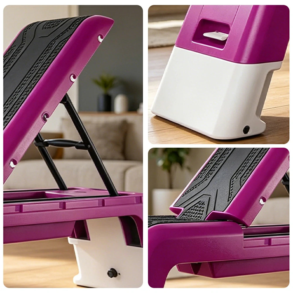 FITPRO Multi-Functional Step Bench with Adjustable Angles, Foldable Storage for Home Fitness Training - Pink&White