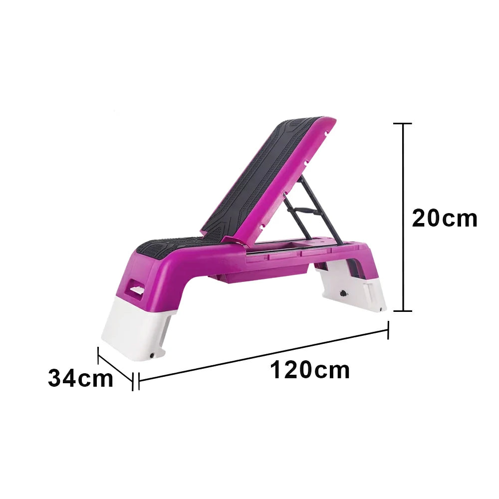 FITPRO Multi-Functional Step Bench with Adjustable Angles, Foldable Storage for Home Fitness Training - Pink&White