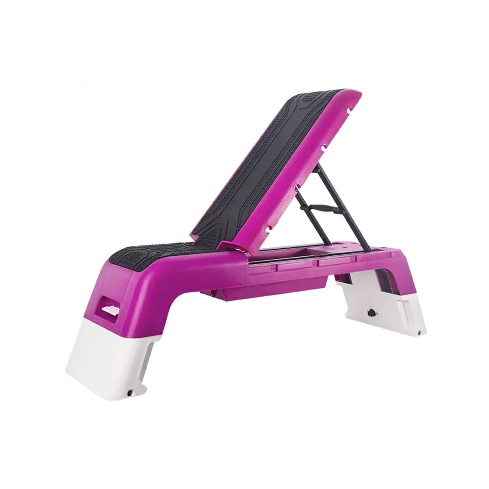 FITPRO Multi-Functional Step Bench with Adjustable Angles, Foldable Storage for Home Fitness Training - Pink&White