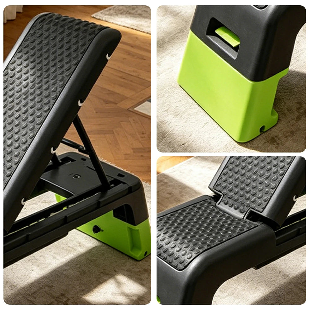 FITPRO Multi-Functional Step Bench with Adjustable Angles, Foldable Storage for Home Fitness Training - Green&Black