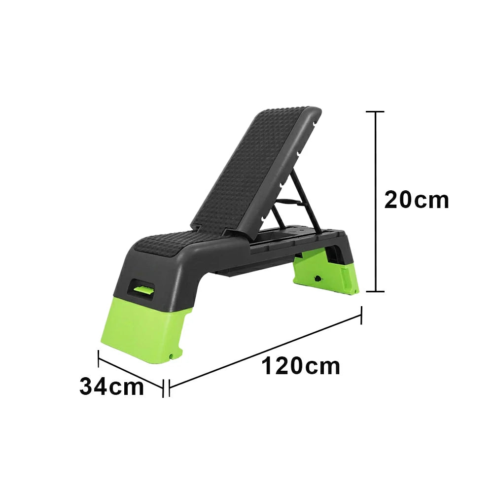 FITPRO Multi-Functional Step Bench with Adjustable Angles, Foldable Storage for Home Fitness Training - Green&Black