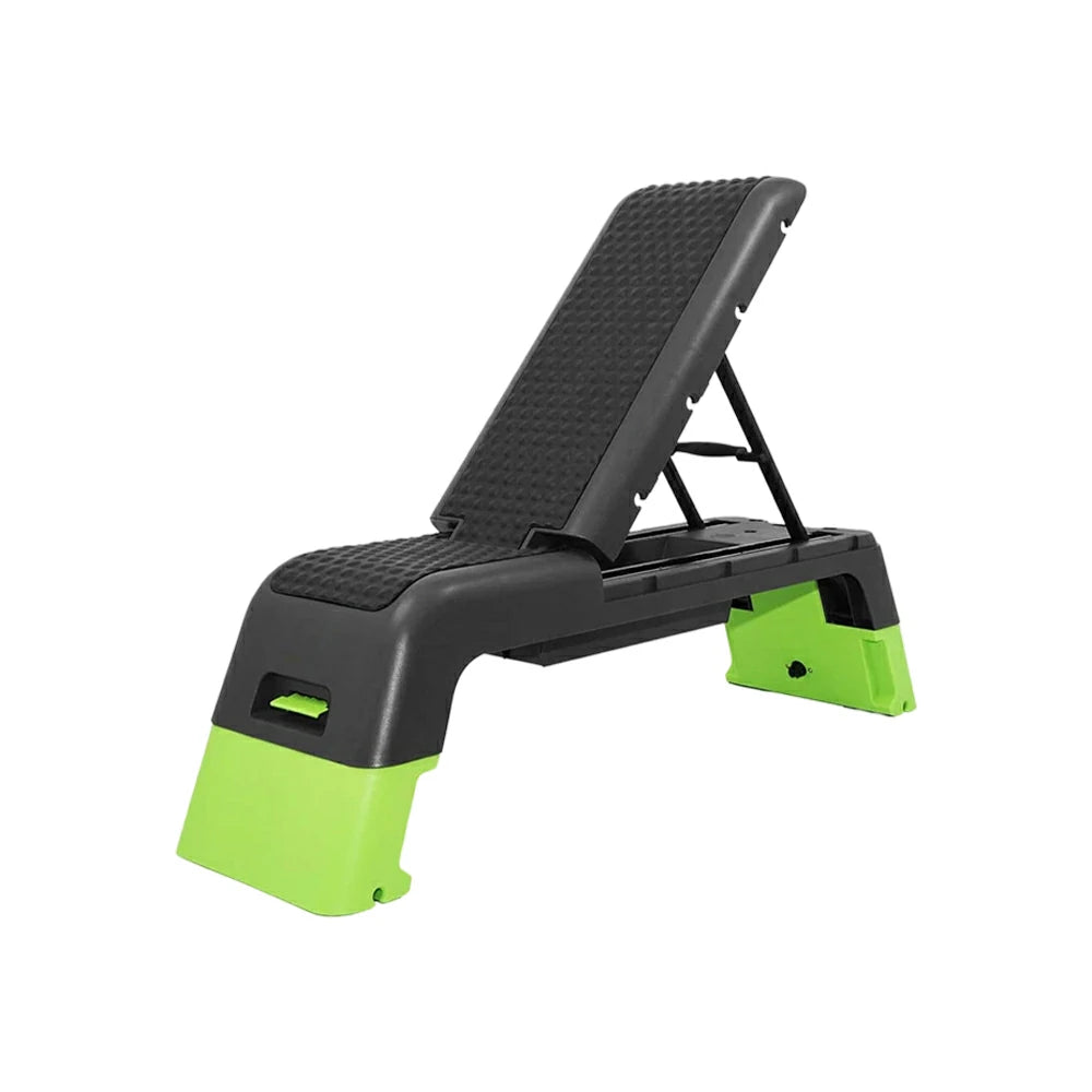FITPRO Multi-Functional Step Bench with Adjustable Angles, Foldable Storage for Home Fitness Training - Green&Black