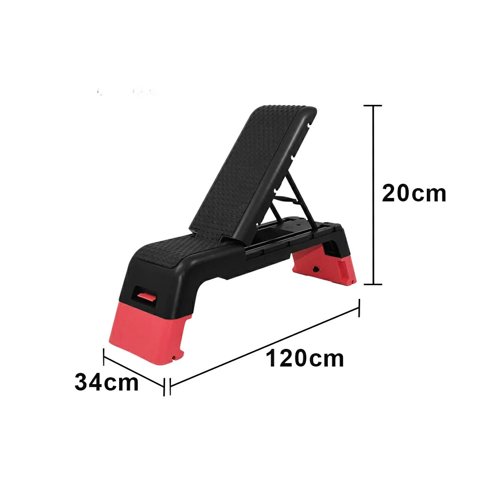 FITPRO Multi-Functional Step Bench with Adjustable Angles, Foldable Storage for Home Fitness Training - Red&Black