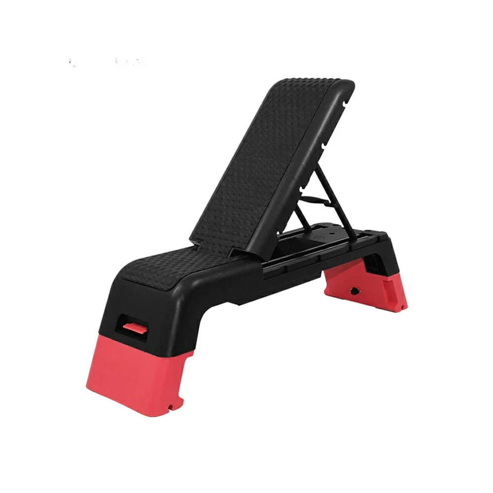 FITPRO Multi-Functional Step Bench with Adjustable Angles, Foldable Storage for Home Fitness Training - Red&Black