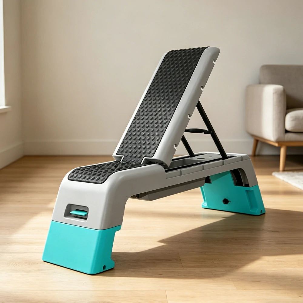 FITPRO Multi-Functional Step Bench with Adjustable Angles, Foldable Storage for Home Fitness Training - Blue