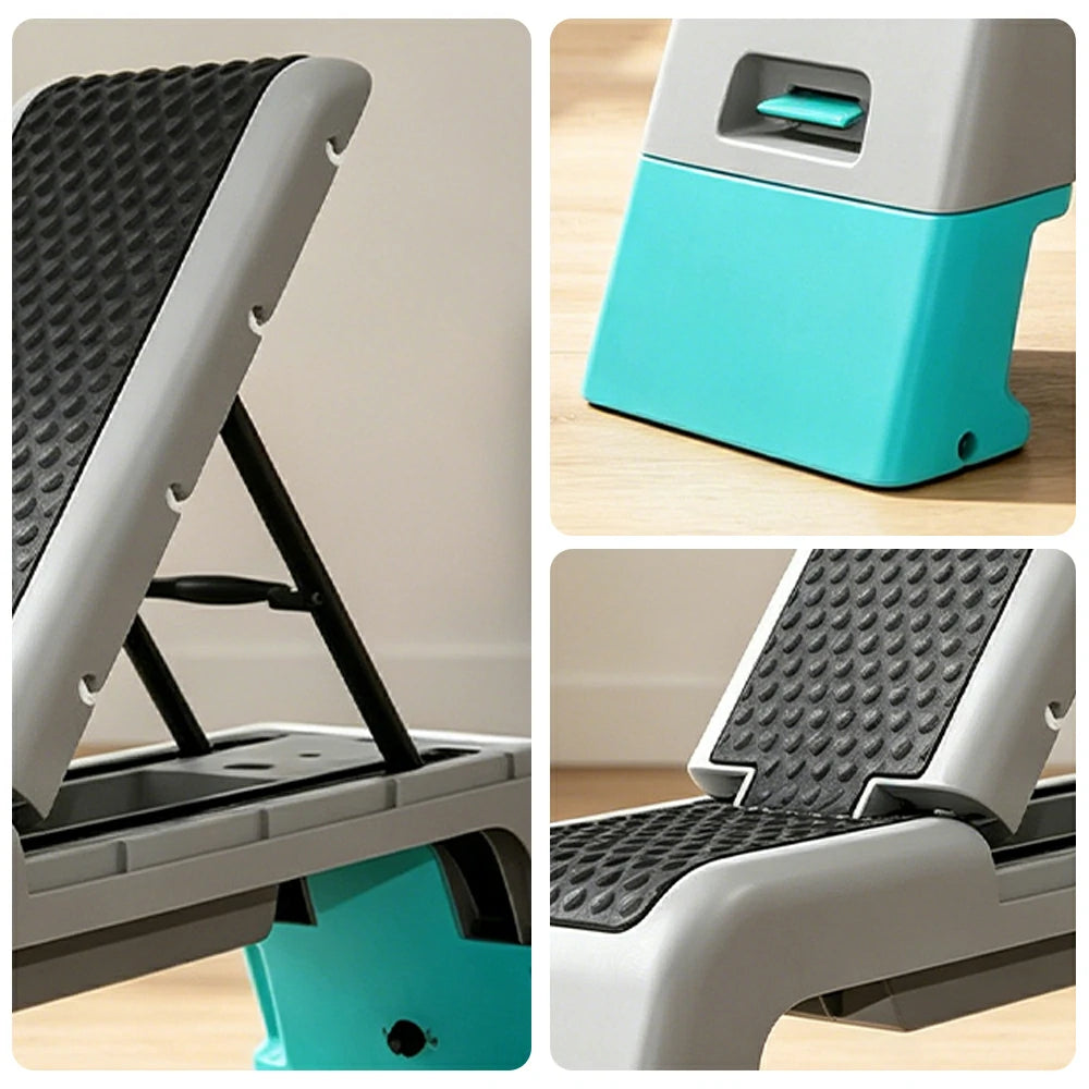 FITPRO Multi-Functional Step Bench with Adjustable Angles, Foldable Storage for Home Fitness Training - Blue