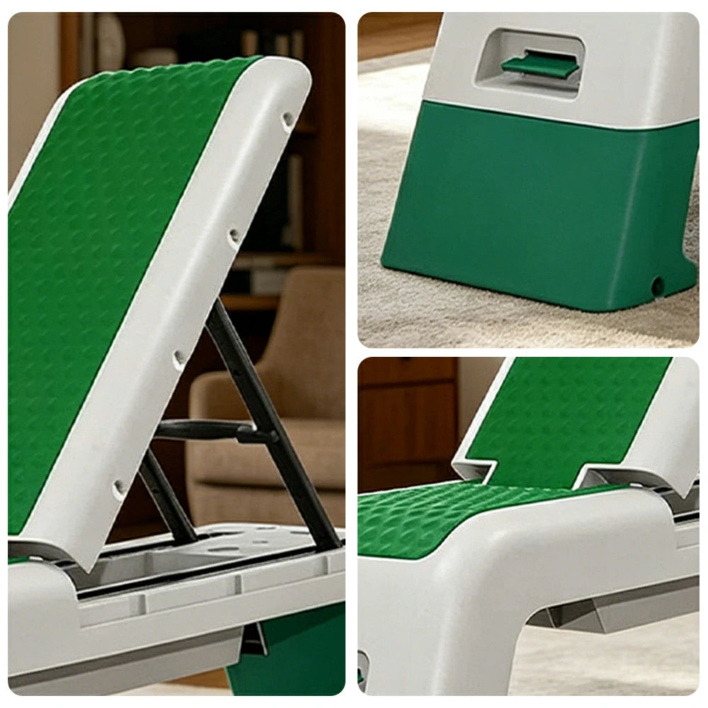FITPRO Multi-Functional Step Bench with Adjustable Angles, Foldable Storage for Home Fitness Training - Green&White
