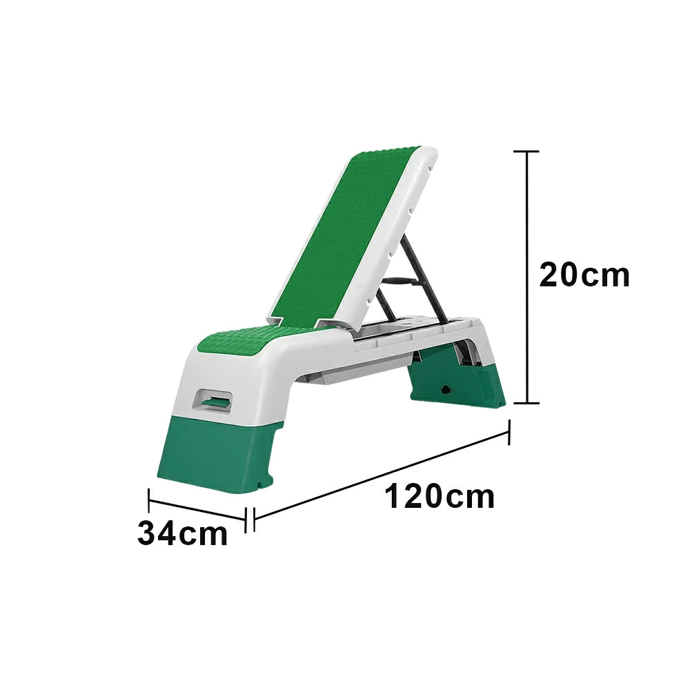 FITPRO Multi-Functional Step Bench with Adjustable Angles, Foldable Storage for Home Fitness Training - Green&White