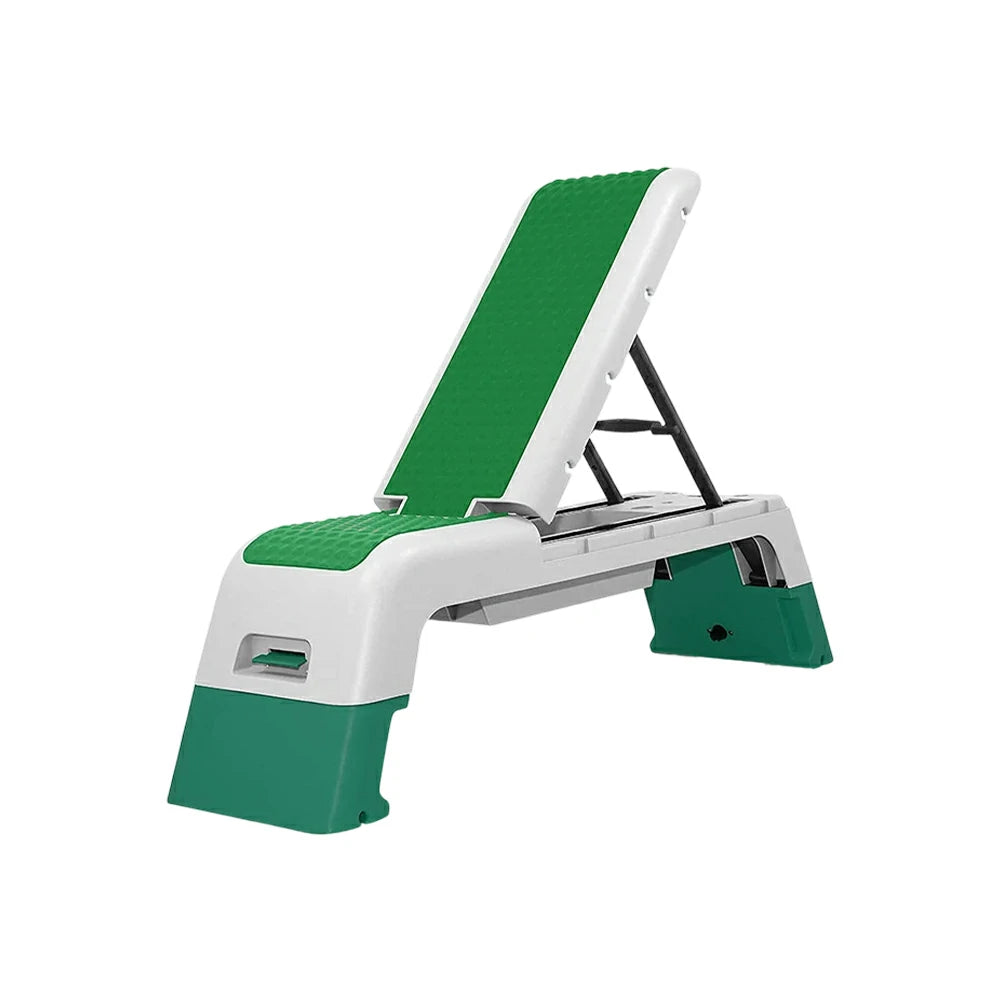FITPRO Multi-Functional Step Bench with Adjustable Angles, Foldable Storage for Home Fitness Training - Green&White