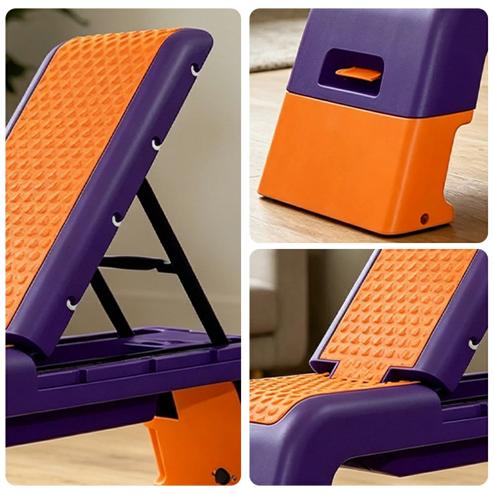 FITPRO Multi-Functional Step Bench with Adjustable Angles, Foldable Storage for Home Fitness Training - Orange&Purple