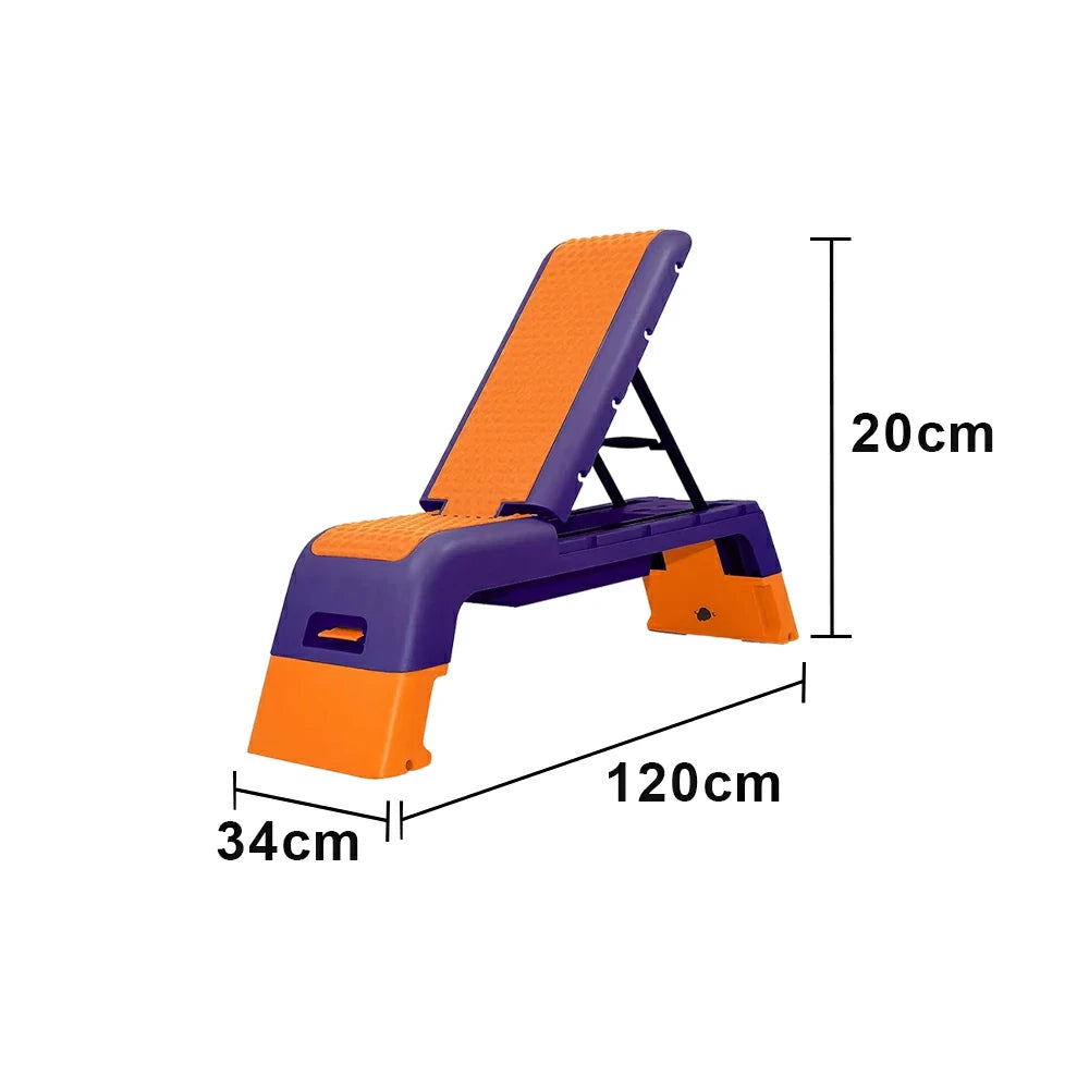 FITPRO Multi-Functional Step Bench with Adjustable Angles, Foldable Storage for Home Fitness Training - Orange&Purple