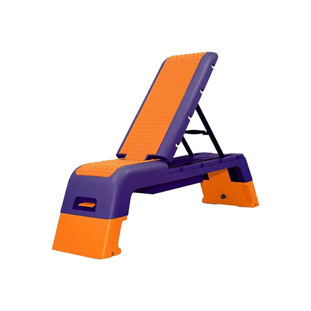 FITPRO Multi-Functional Step Bench with Adjustable Angles, Foldable Storage for Home Fitness Training - Orange&Purple
