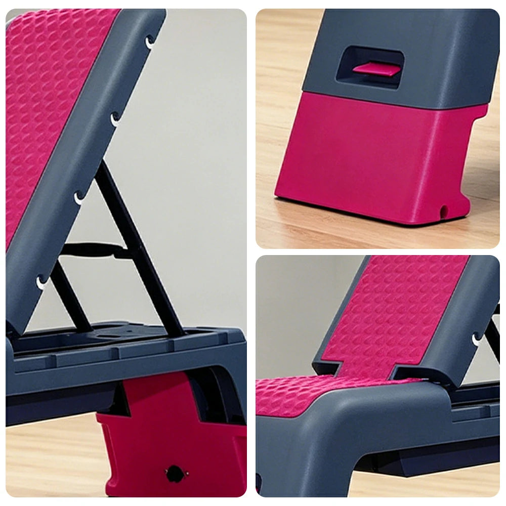FITPRO Multi-Functional Step Bench with Adjustable Angles, Foldable Storage for Home Fitness Training - Pink&Grey