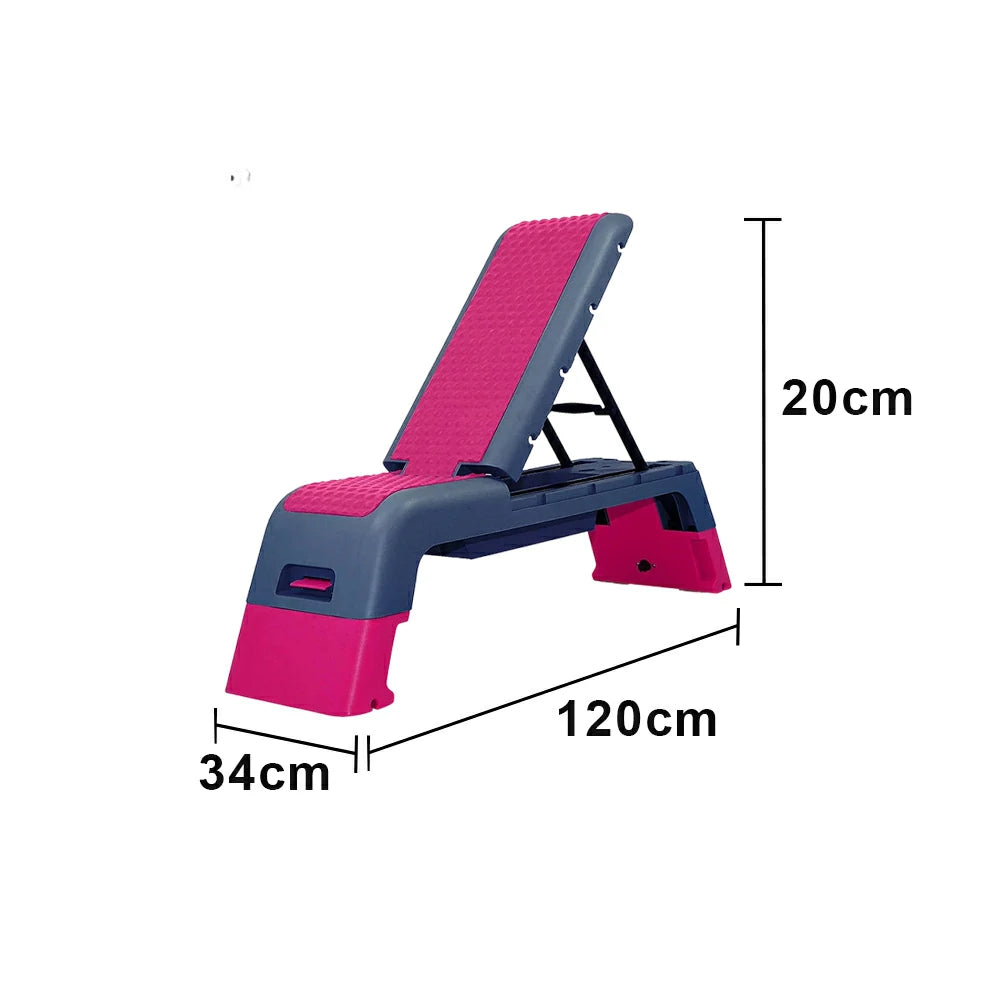 FITPRO Multi-Functional Step Bench with Adjustable Angles, Foldable Storage for Home Fitness Training - Pink&Grey