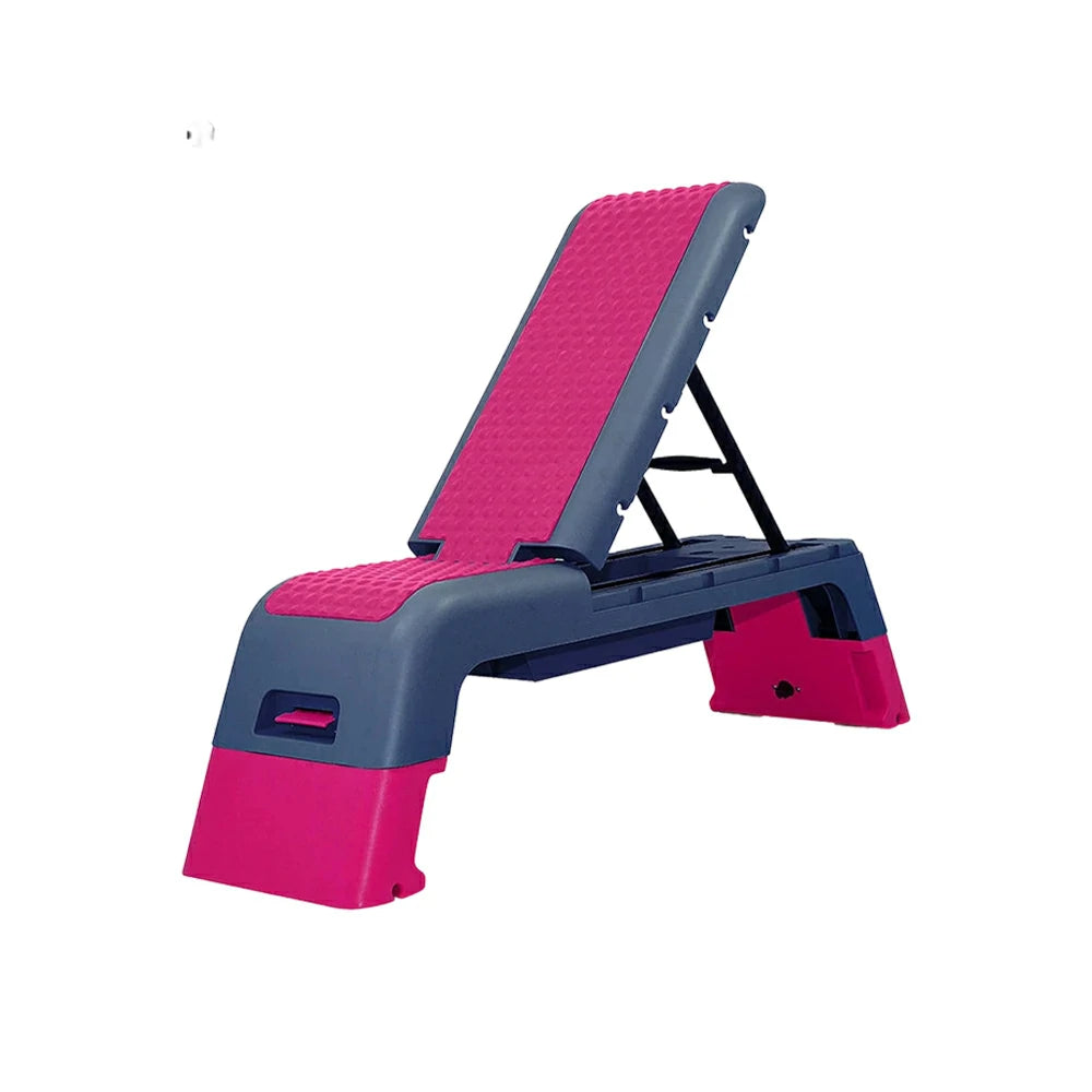 FITPRO Multi-Functional Step Bench with Adjustable Angles, Foldable Storage for Home Fitness Training - Pink&Grey