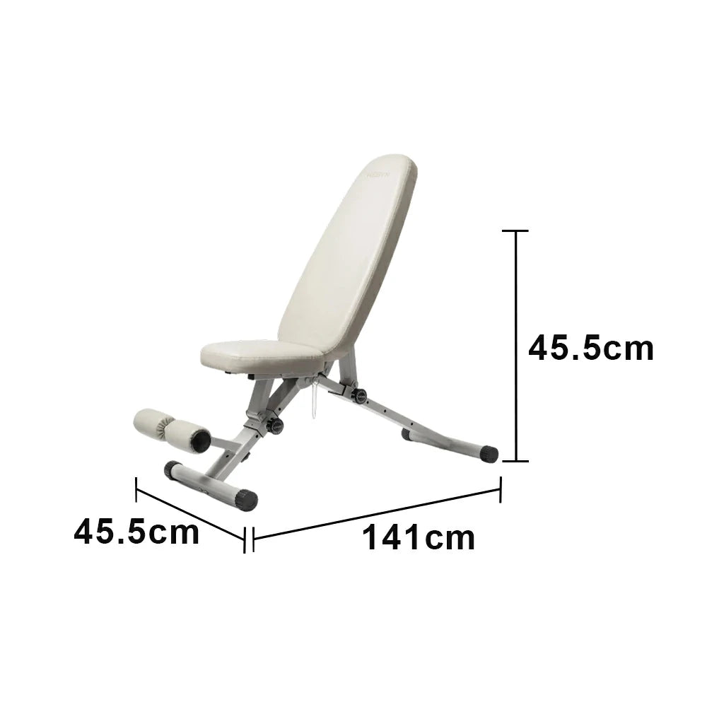 FITPRO Foldable Weight Bench with Widened Cushion and Stable Steel Frame for Home Full-Body Fitness Training - White