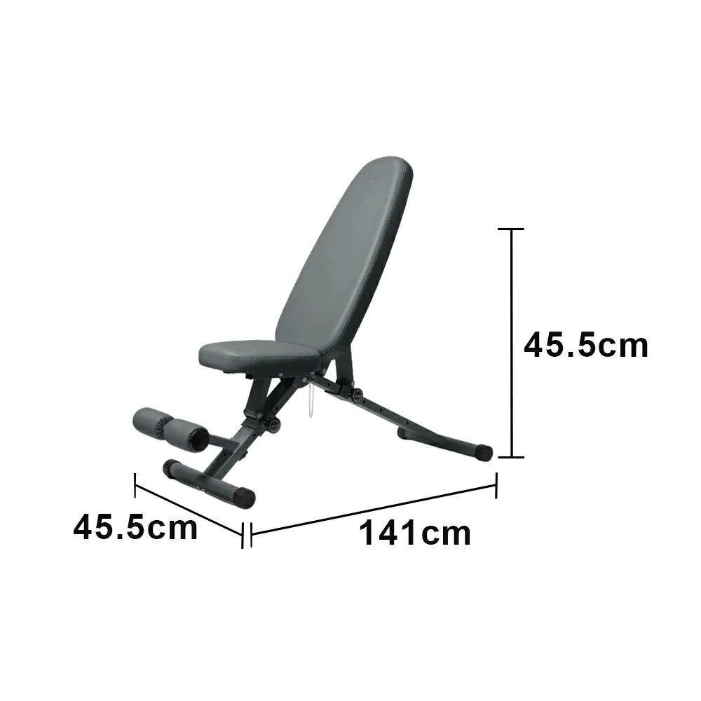 FITPRO Foldable Weight Bench with Widened Cushion and Stable Steel Frame for Home Full-Body Fitness Training - Grey