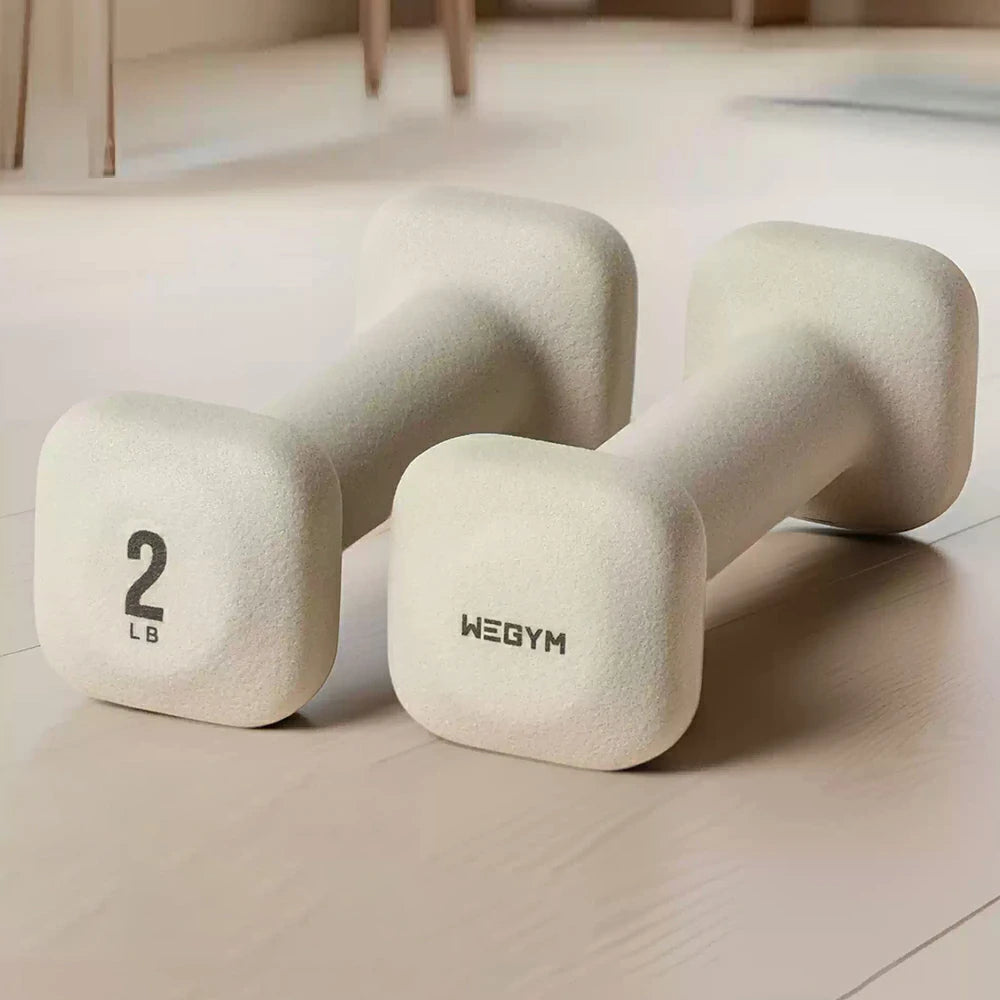 FITPRO Dumbbell Rack Set with 4 Pairs of Dumbbells and Vertical Storage for Small-Space Home Fitness - Beige&White