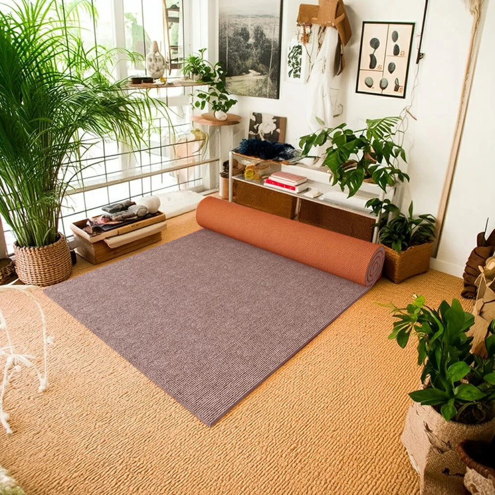 FITPRO Thick Anti-Slip Absorbent Floor Mat 60/100/120cm - Natural Rubber Backing, Sound-Reducing, Waterproof Surface - Beige&Brown