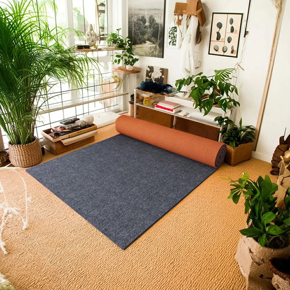 FITPRO Thick Anti-Slip Absorbent Floor Mat 60/100/120cm - Natural Rubber Backing, Sound-Reducing, Waterproof Surface - Grey