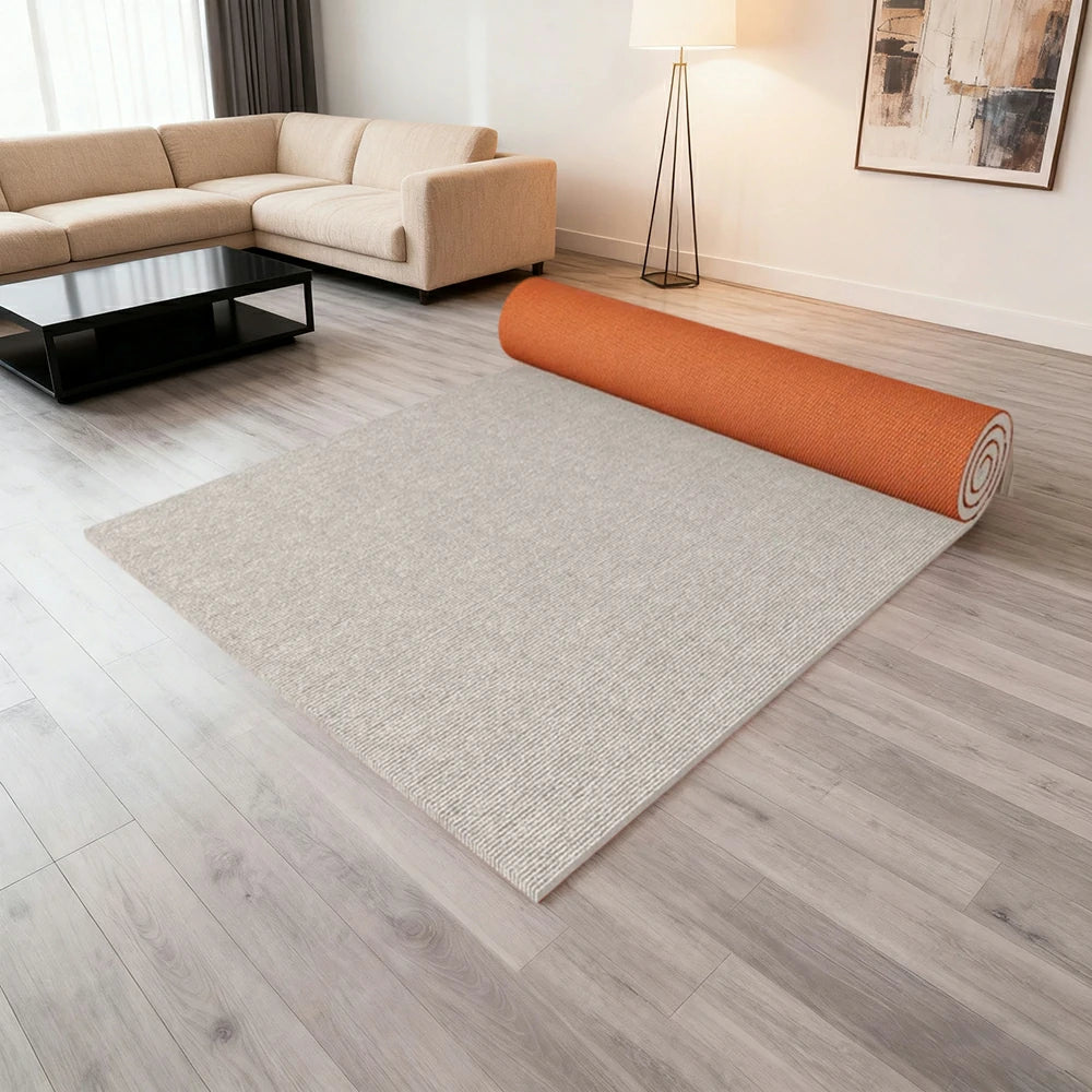 FITPRO Thick Anti-Slip Absorbent Floor Mat 60/100/120cm - Natural Rubber Backing, Sound-Reducing, Waterproof Surface - Beige&White