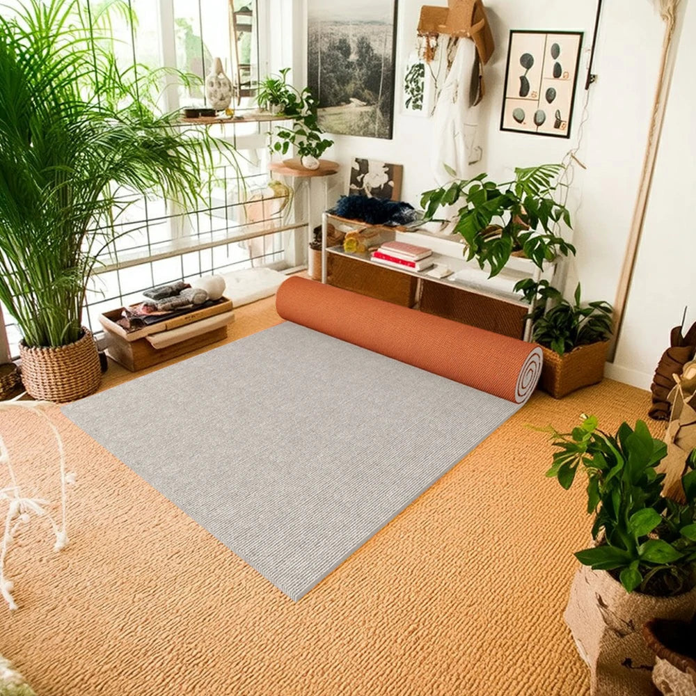 FITPRO Thick Anti-Slip Absorbent Floor Mat 60/100/120cm - Natural Rubber Backing, Sound-Reducing, Waterproof Surface - Beige&White