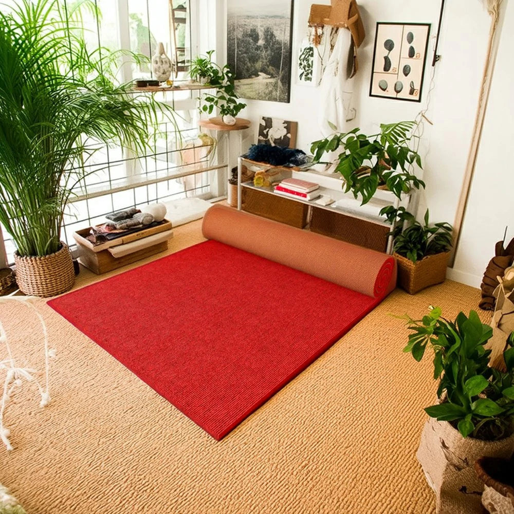 FITPRO Thick Anti-Slip Absorbent Floor Mat 60/100/120cm - Natural Rubber Backing, Sound-Reducing, Waterproof Surface - Wine