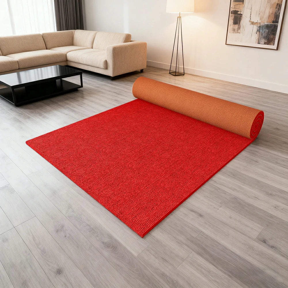 FITPRO Thick Anti-Slip Absorbent Floor Mat 60/100/120cm - Natural Rubber Backing, Sound-Reducing, Waterproof Surface - Red