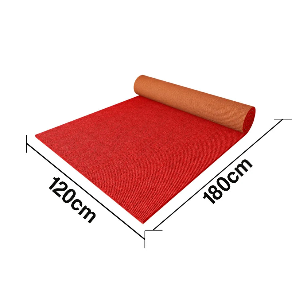 FITPRO Thick Anti-Slip Absorbent Floor Mat 60/100/120cm - Natural Rubber Backing, Sound-Reducing, Waterproof Surface - Red