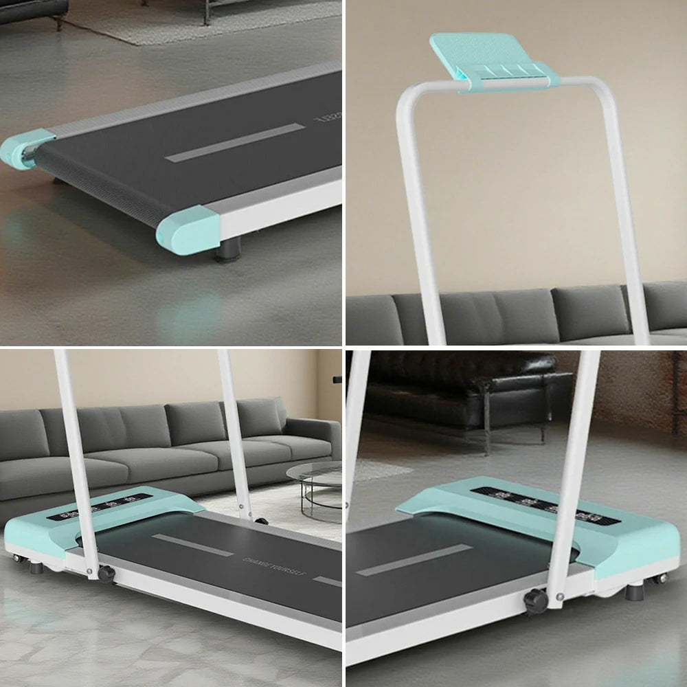 FITPRO Folding Treadmill - Quiet 51cm Deck Running Machine, Slim & Easy Storage - Blue