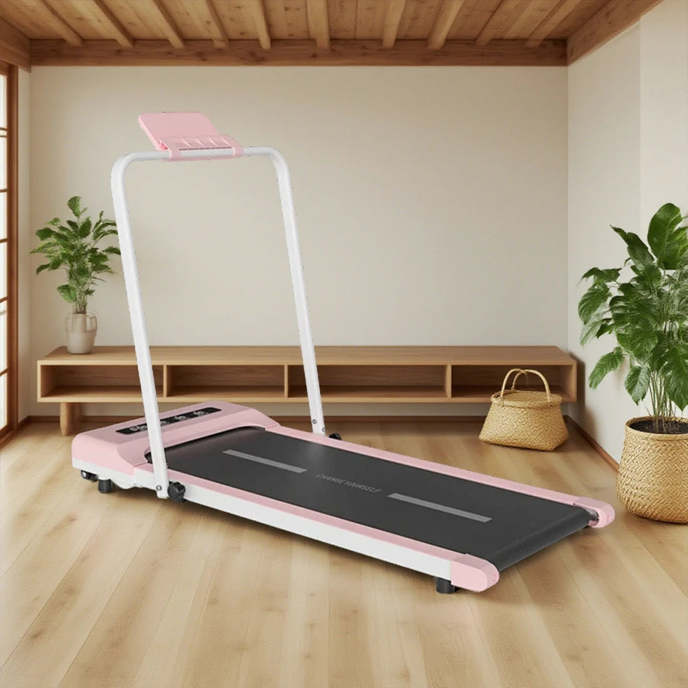 FITPRO Folding Treadmill - Quiet 51cm Deck Running Machine, Slim & Easy Storage - Pink