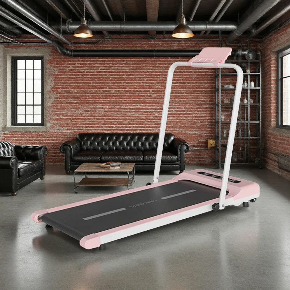 FITPRO Folding Treadmill - Quiet 51cm Deck Running Machine, Slim & Easy Storage - Pink