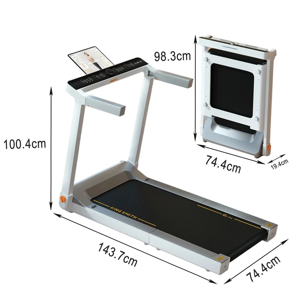 FITPRO Foldable Walking Treadmill - Quiet Operation, Heart Rate Handle, Compact Design for Home Fitness & Exercise  - White