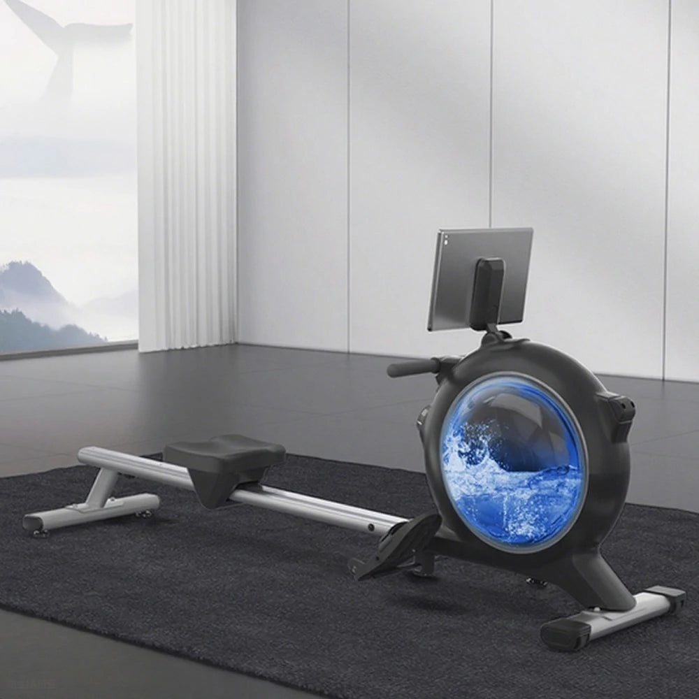 FITPRO Water & Magnetic Dual Resistance Rowing Machine - Ergonomic Padded Seat, Foldable Design, Home Fitness Equipment - Blue