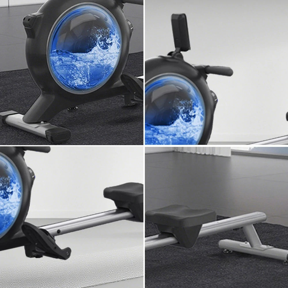 FITPRO Water & Magnetic Dual Resistance Rowing Machine - Ergonomic Padded Seat, Foldable Design, Home Fitness Equipment - Blue