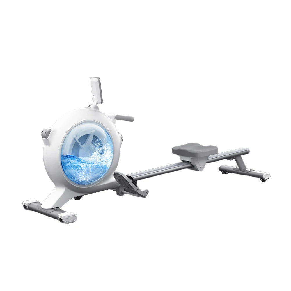 FITPRO Water & Magnetic Dual Resistance Rowing Machine - Ergonomic Padded Seat, Foldable Design, Home Fitness Equipment - White
