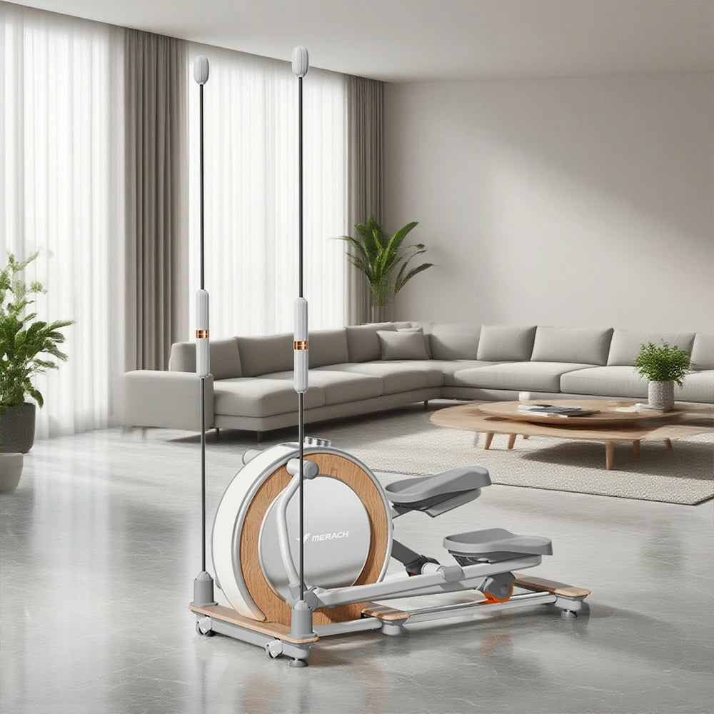 FITPRO Compact Elliptical - Foldable Vertical Design, Silent Electromagnetic Drive, 32 Resistance Levels, 150kg Capacity for Home Fitness