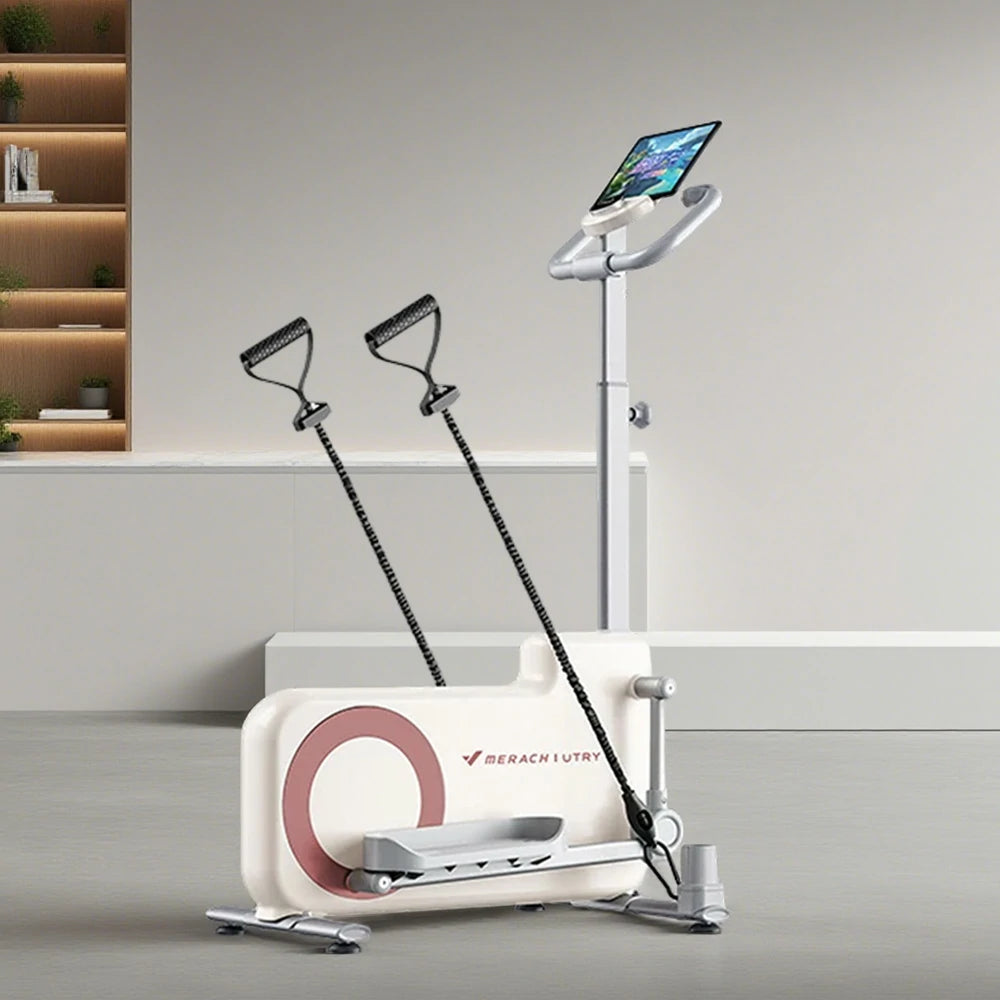 FITPRO Home Treadmill Trainer - 32-Level Magnetic Resistance, Self-Powered System, Compact Space-Saving Design with Tablet Holder - Cream Yellow