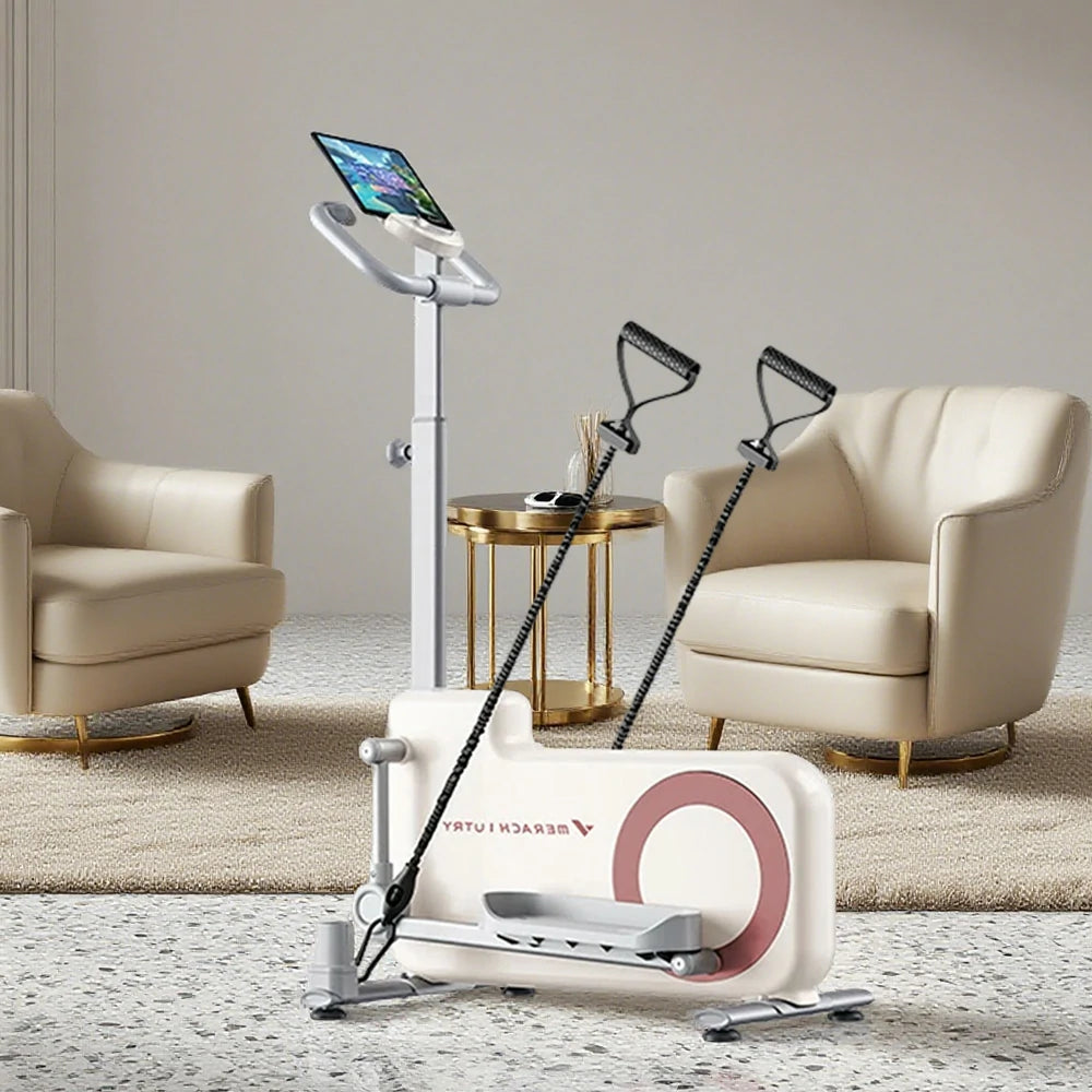 FITPRO Home Treadmill Trainer - 32-Level Magnetic Resistance, Self-Powered System, Compact Space-Saving Design with Tablet Holder - Cream Yellow