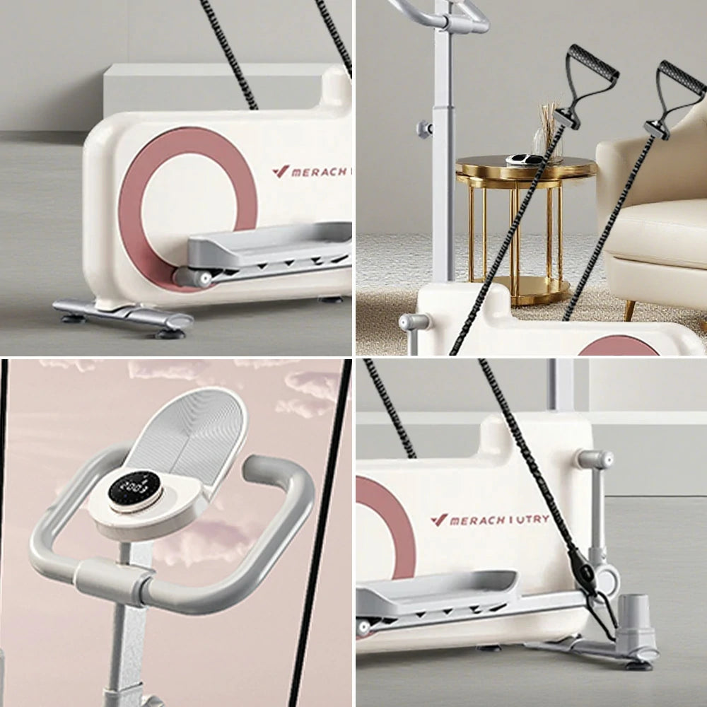 FITPRO Home Treadmill Trainer - 32-Level Magnetic Resistance, Self-Powered System, Compact Space-Saving Design with Tablet Holder - Cream Yellow