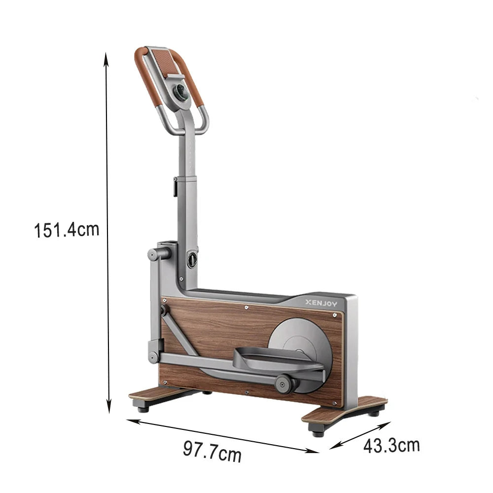 FITPRO Luxury Elliptical Trainer - Black Walnut Frame, Self-Powered System, 32 Resistance Levels, Foldable Compact Design
