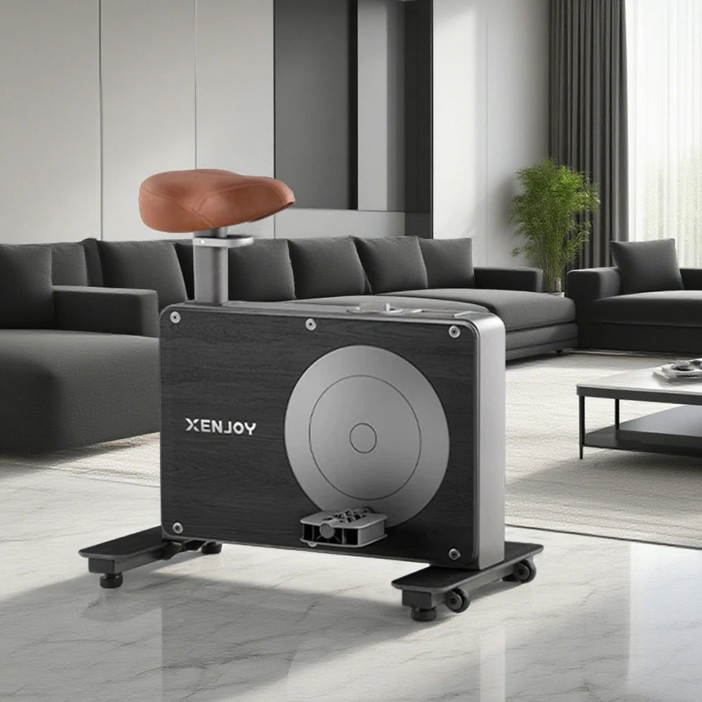 FITPRO Silent Magnetic Spin Bike - Black Oak Frame, 8 Resistance Levels, Pneumatic Seat Adjustment for Home Fitness