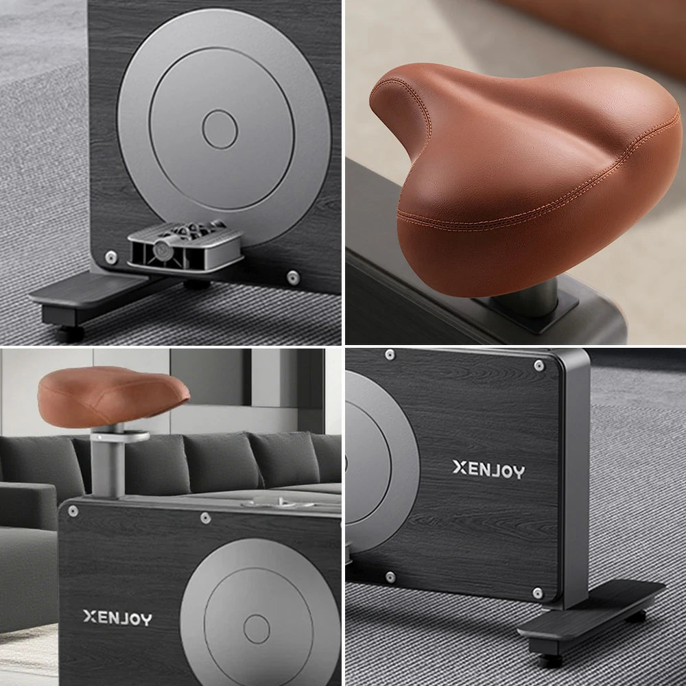 FITPRO Silent Magnetic Spin Bike - Black Oak Frame, 8 Resistance Levels, Pneumatic Seat Adjustment for Home Fitness