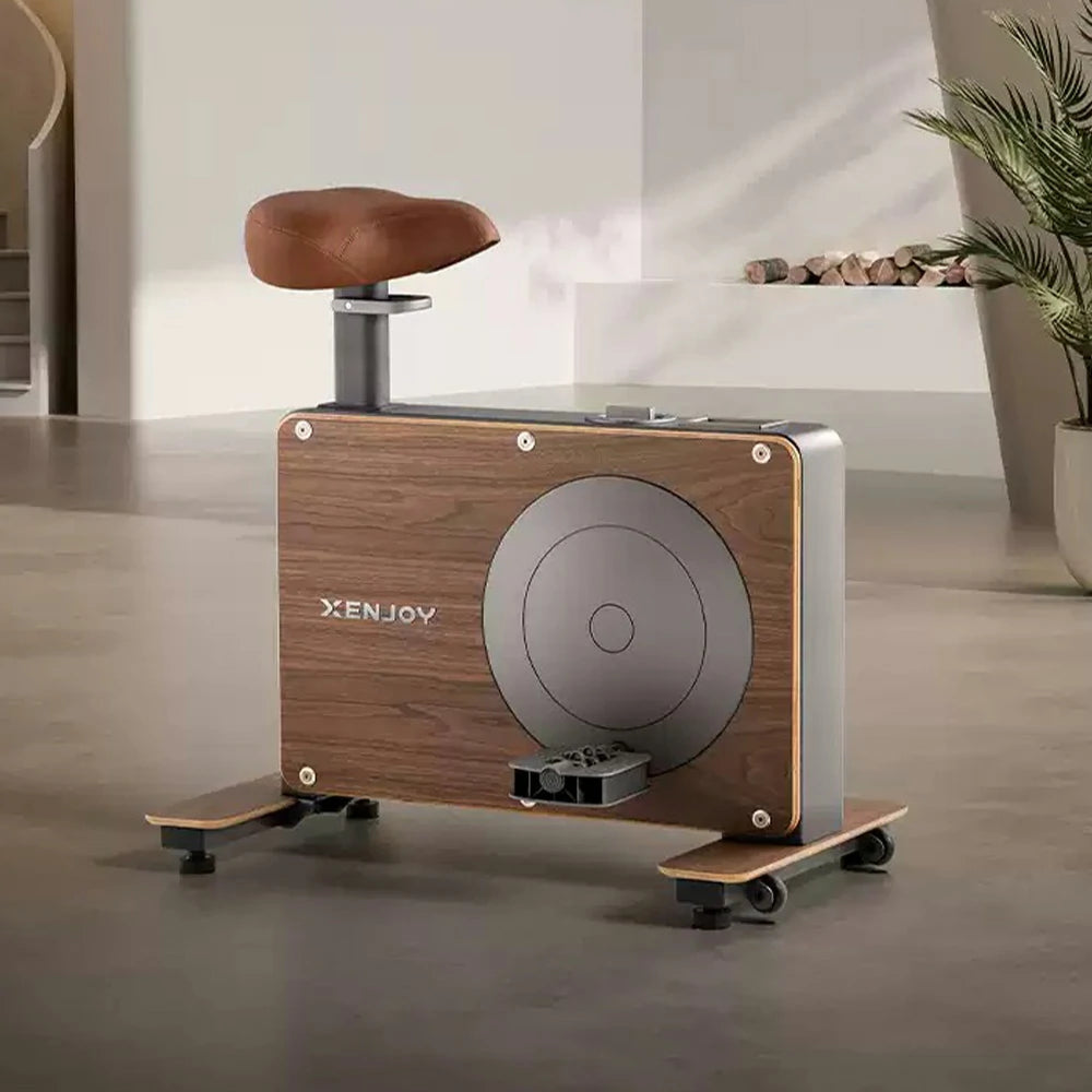 FITPRO Silent Magnetic Spin Bike - Black Walnut Frame, 8 Resistance Levels, Pneumatic Seat Adjustment for Home Fitness