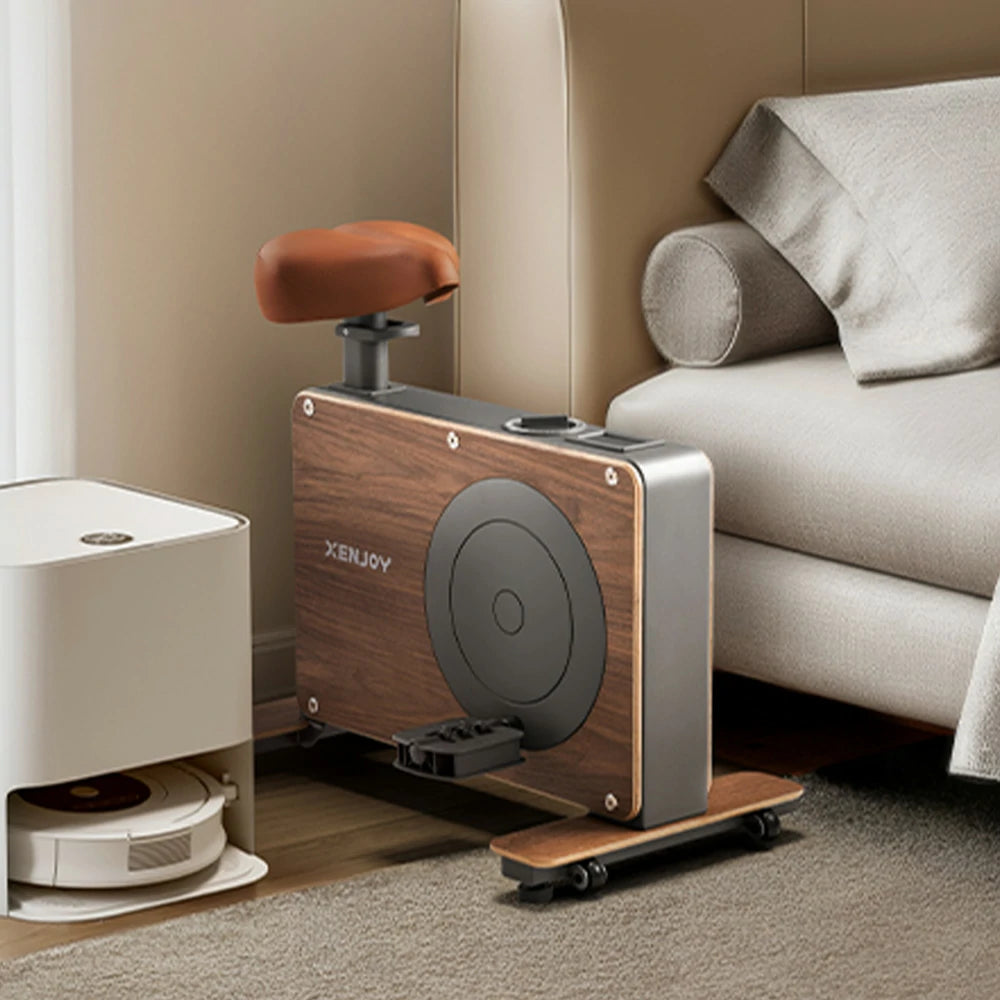 FITPRO Silent Magnetic Spin Bike - Black Walnut Frame, 8 Resistance Levels, Pneumatic Seat Adjustment for Home Fitness