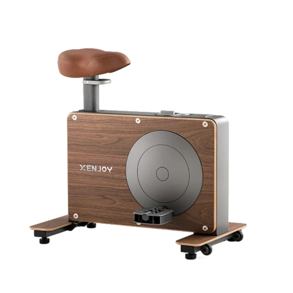 FITPRO Silent Magnetic Spin Bike - Black Walnut Frame, 8 Resistance Levels, Pneumatic Seat Adjustment for Home Fitness