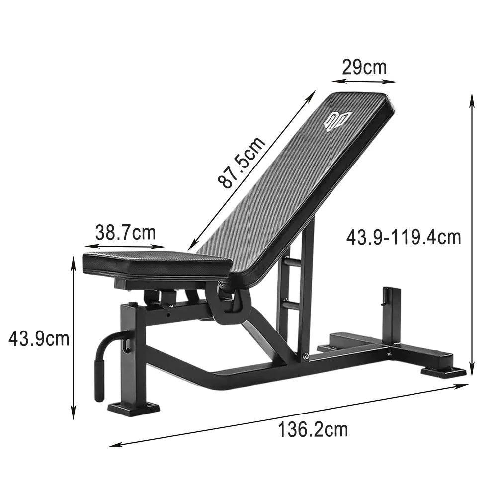 FITPRO Adjustable Weight Bench for Training - 7-Level Height, 300kg Max Load - Black