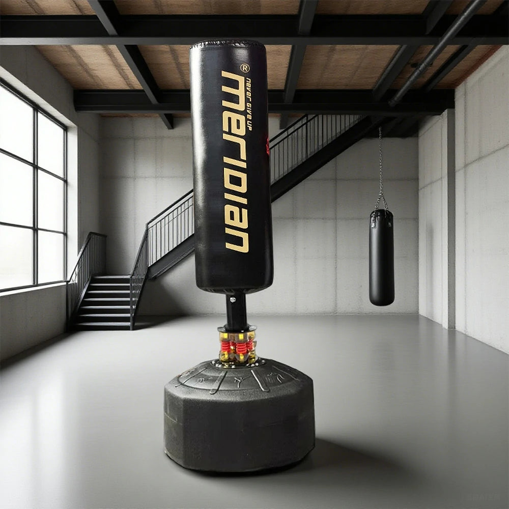 FITPRO Freestanding Punching Bag - Triple Shock Absorption, 720° Rebound, Heavy-Duty Base - Black