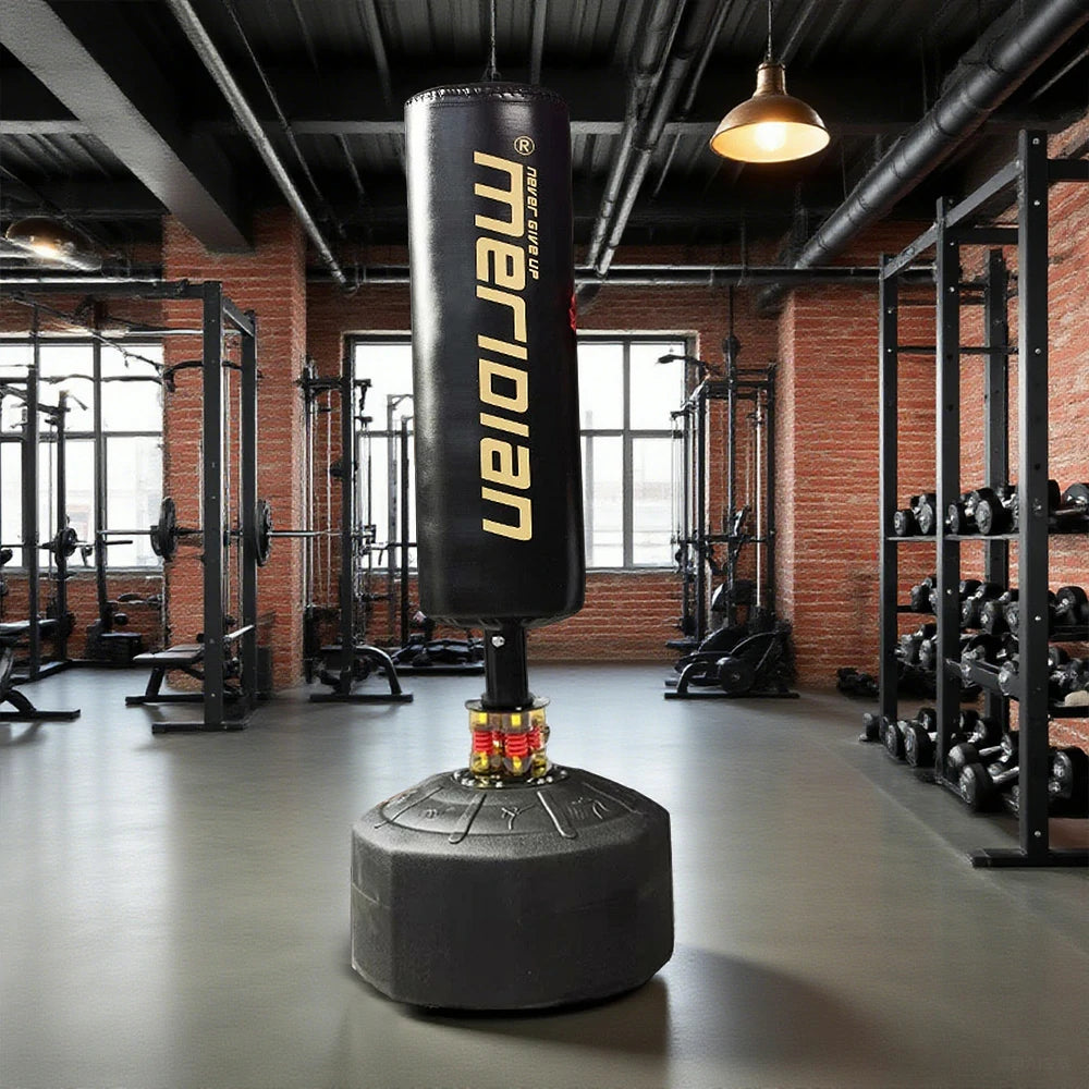 FITPRO Freestanding Punching Bag - Triple Shock Absorption, 720° Rebound, Heavy-Duty Base - Black