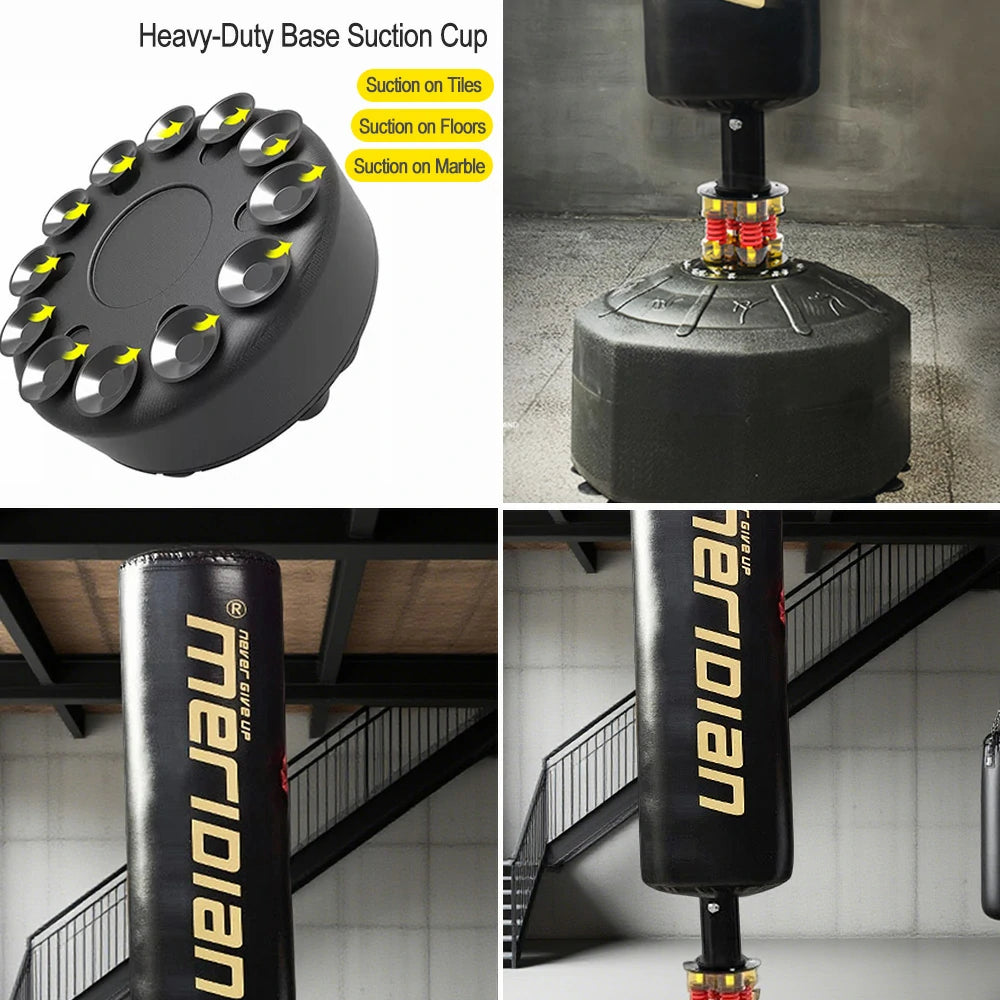 FITPRO Freestanding Punching Bag - Triple Shock Absorption, 720° Rebound, Heavy-Duty Base - Black